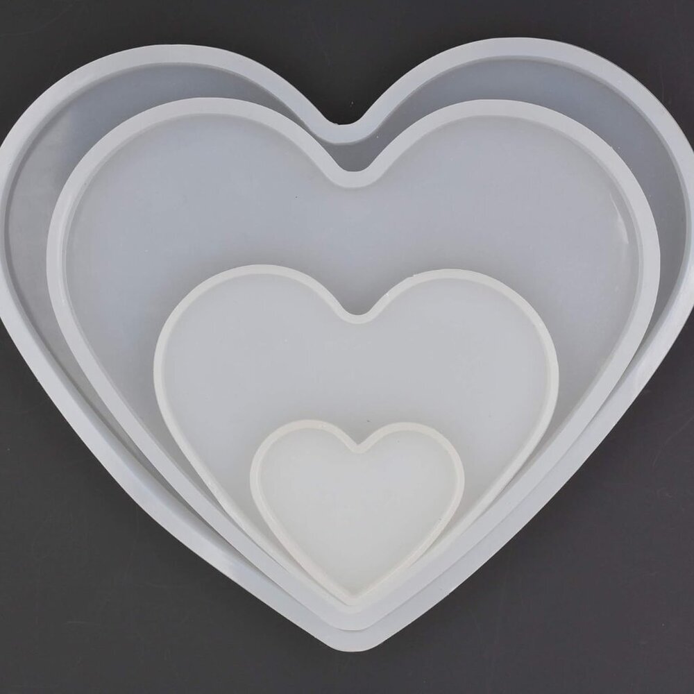 4Set Love Heart Shape Epoxy Mold - Size 18cm, 15cm, 10cm, 5.2cm DIY Resin Castin